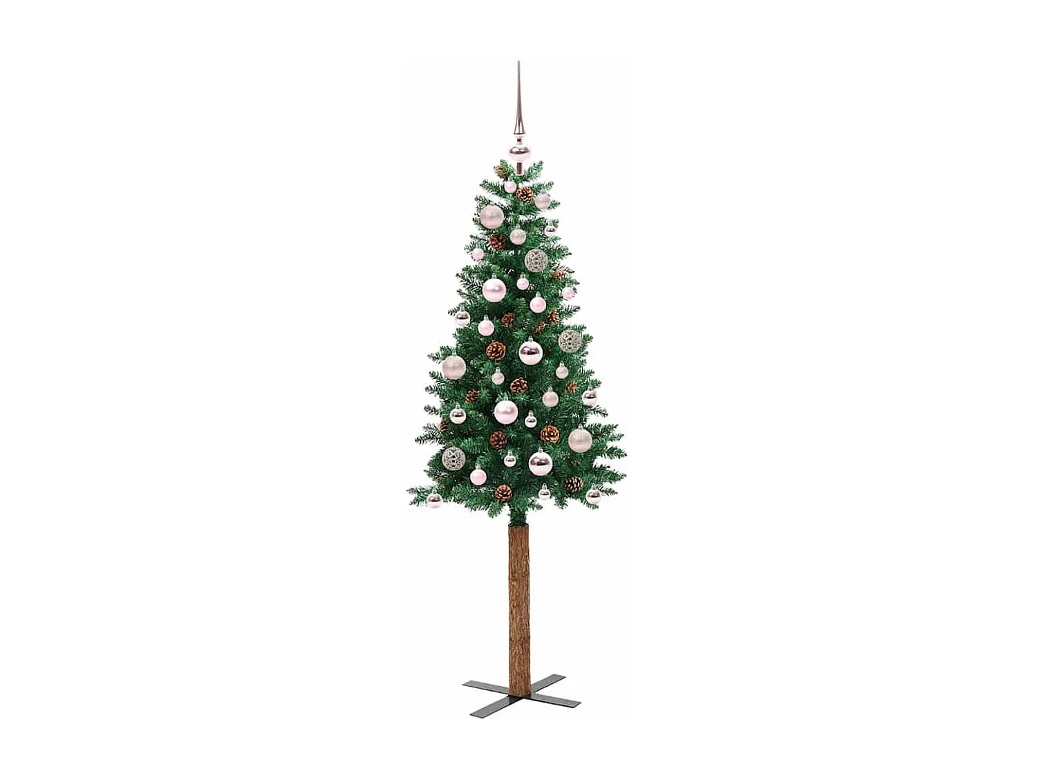 Sapin de Noël mince Vert 150 cm PVC et bois de pin massif