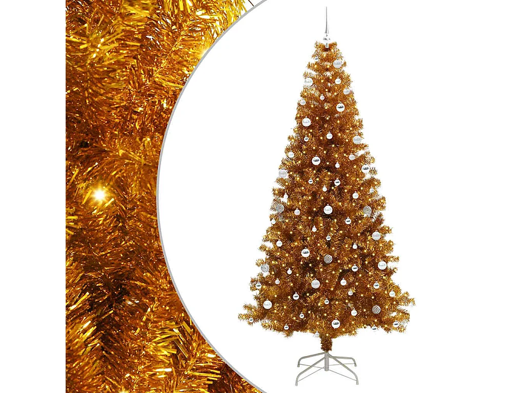 Sapin de Noël avec 300 LED avec support Doré 240 cm PET
