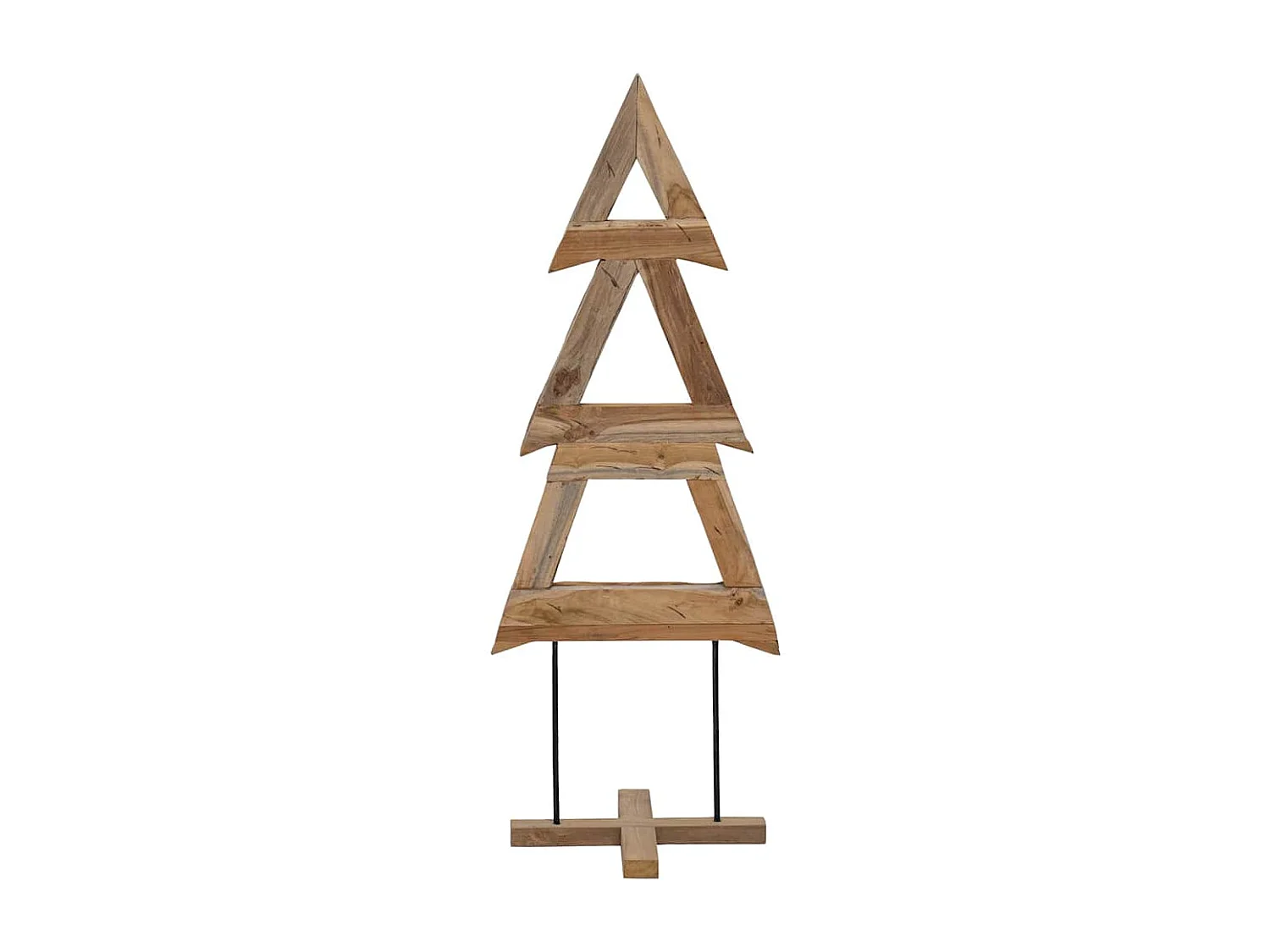 Albero di Natale con supporto marrone 90 cm in legno massello di teak