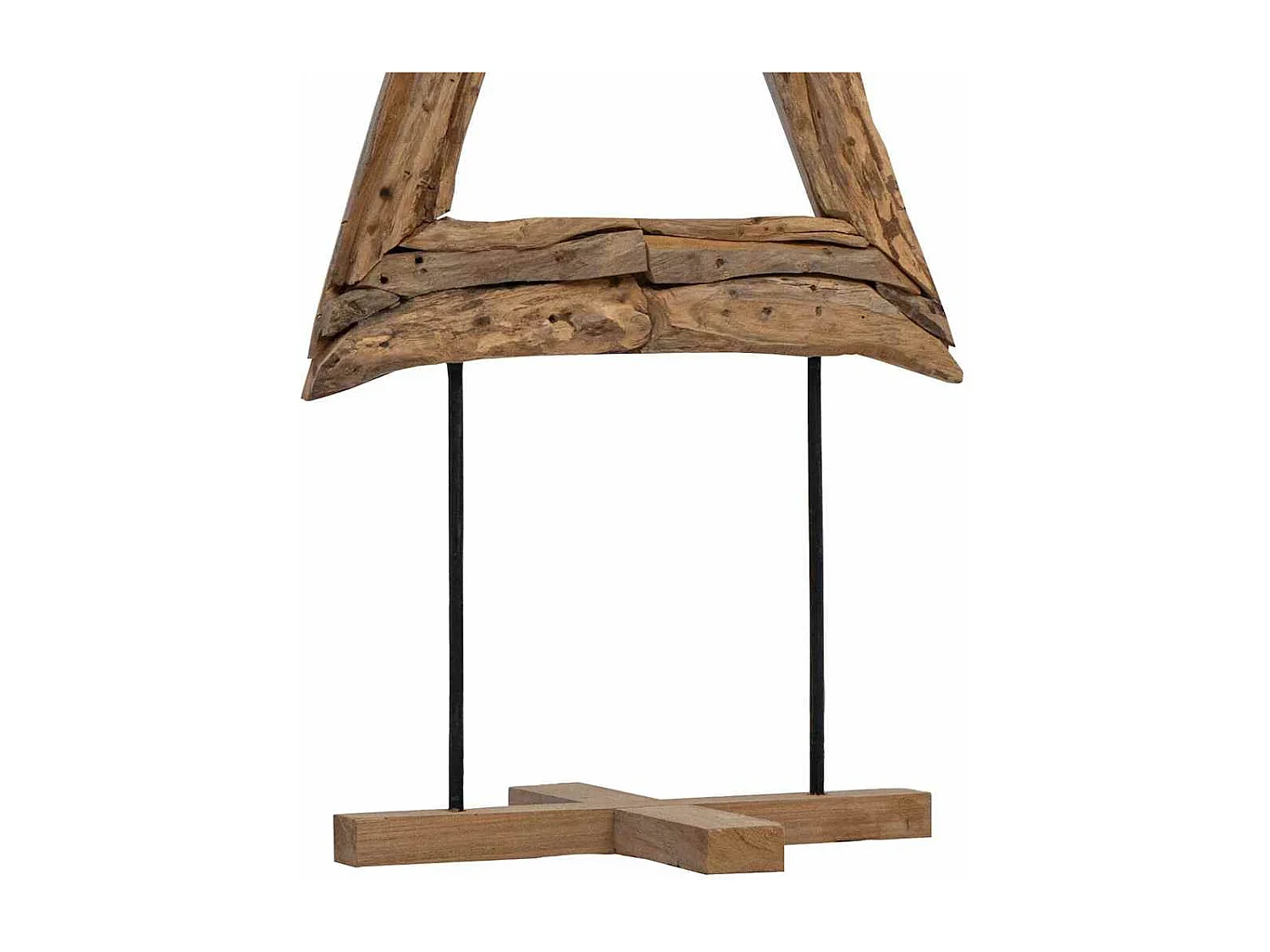 Albero di Natale con supporto marrone 90 cm in legno massello di teak