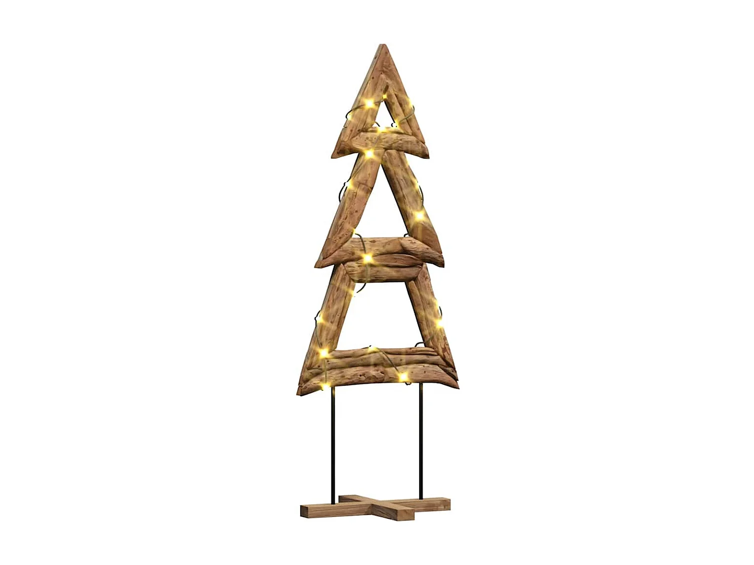 Albero di Natale con supporto marrone 90 cm in legno massello di teak
