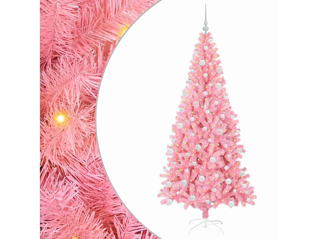 Kerstboom met 300 LED's met standaard Roze 180 cm PVC