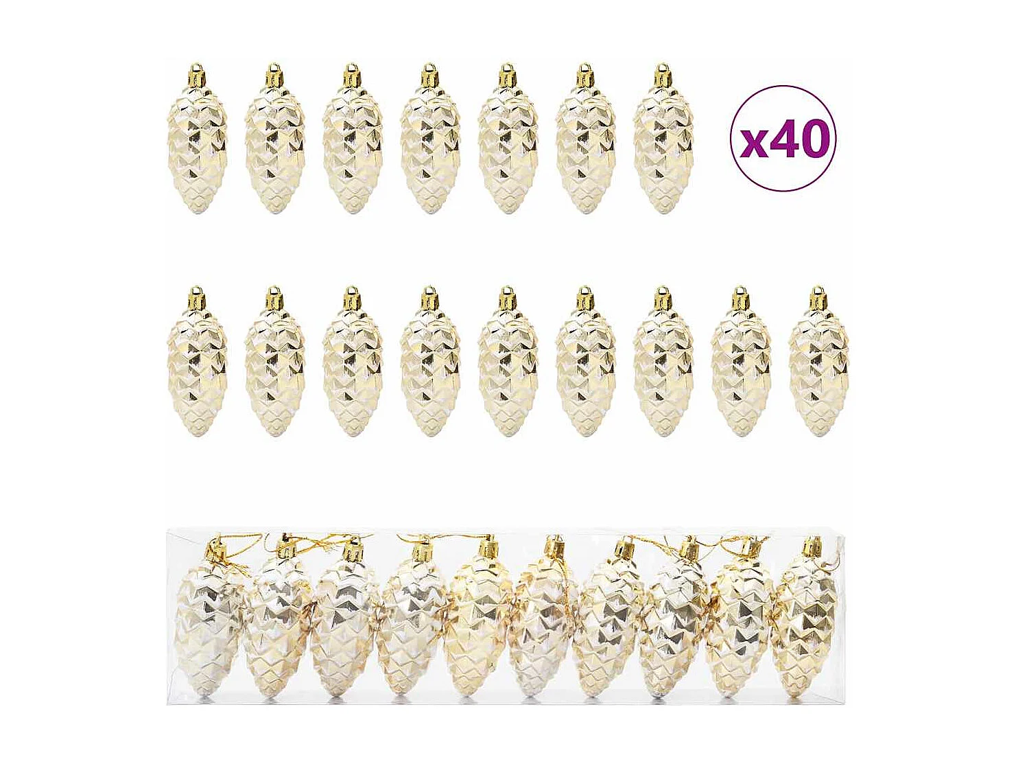 Boule de Pomme de Pin de Noël 40 pcs Doré