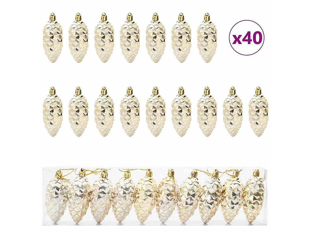 Weihnachts-Tannenzapfenkugeln 40 Stück Gold