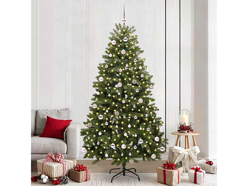 Sapin de Noël artificiel avec 300 LED Vert 240 cm PVC et métal