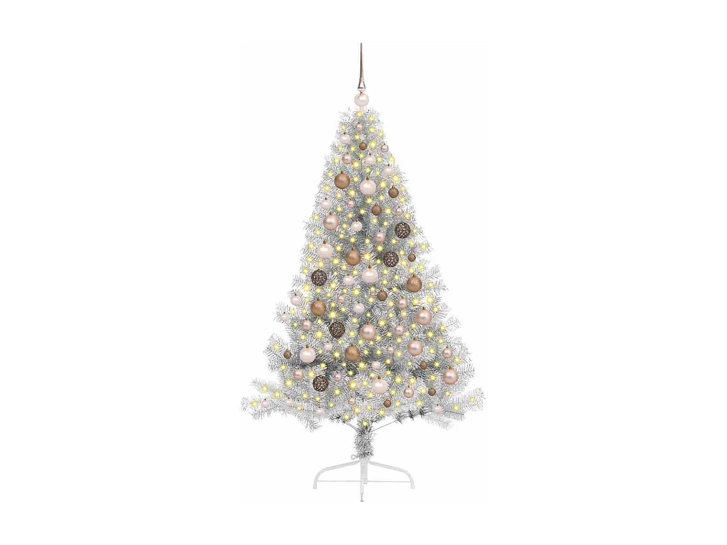 Sapin de Noël artificiel pré-éclairé Argent 180 cm PET
