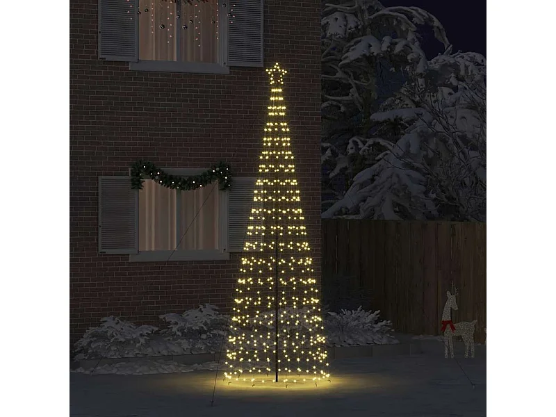 Arbre de Noël LED avec piquets au sol Blanc chaud 400 cm Fer
