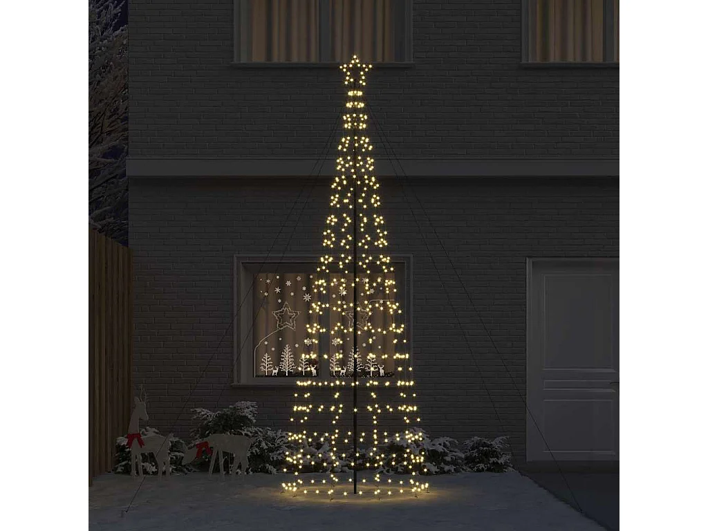 Arbre de Noël LED avec piquets au sol Blanc chaud 400 cm Fer