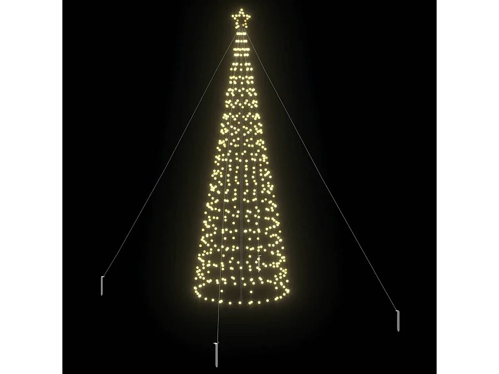 Arbre de Noël LED avec piquets au sol Blanc chaud 400 cm Fer