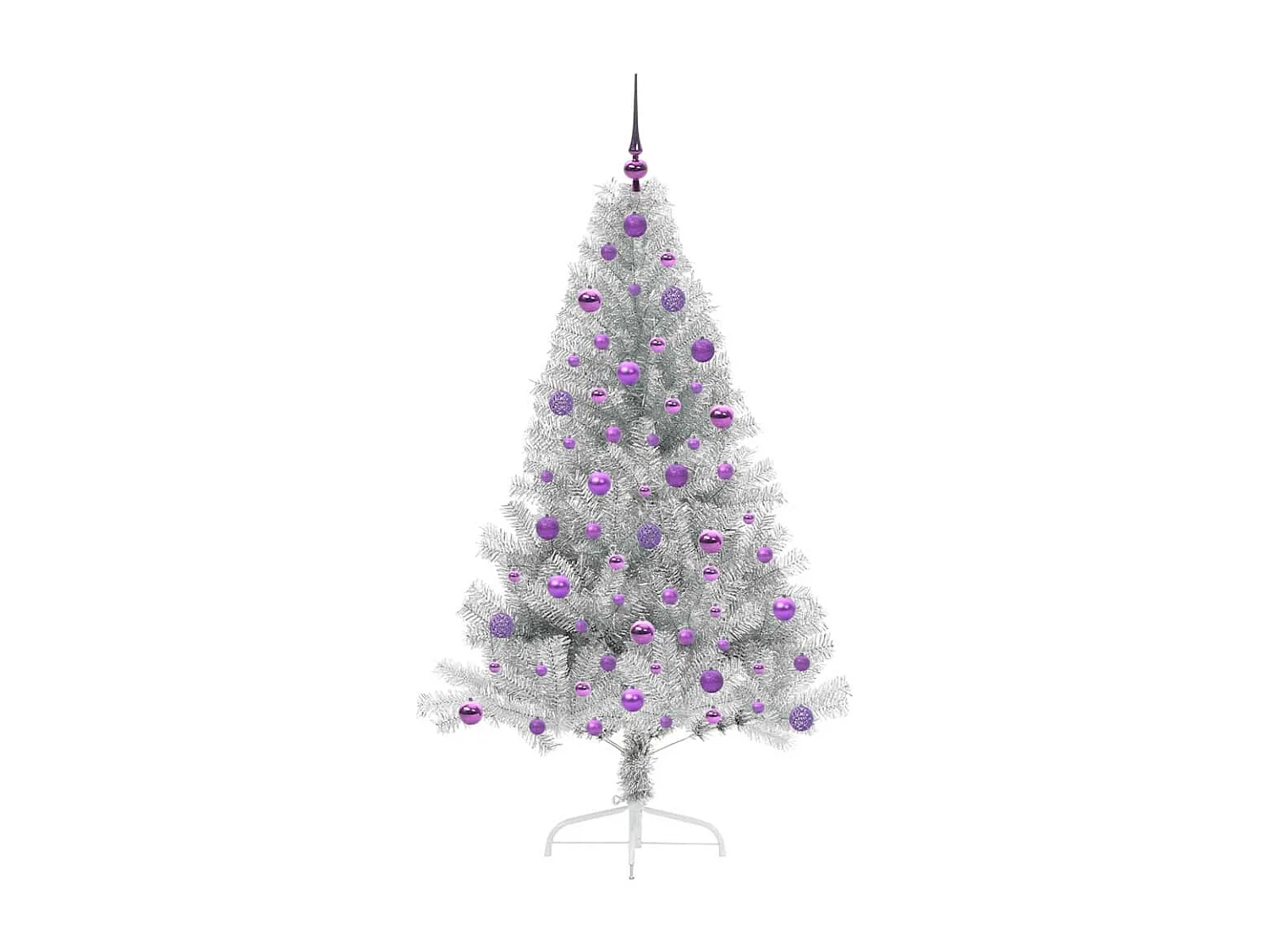 Sapin de Noël artificiel pré-éclairé Argent 180 cm PET