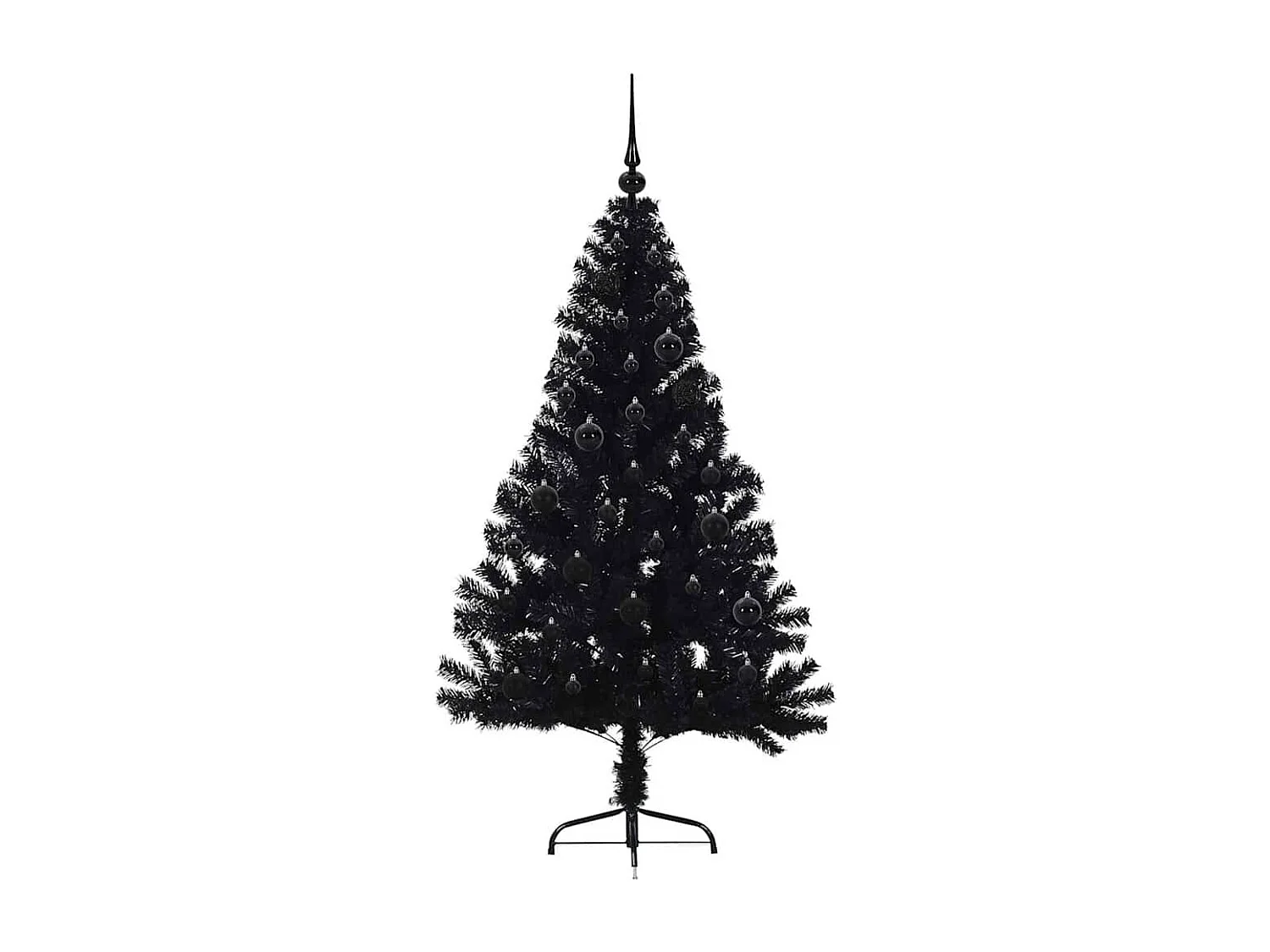 Sapin de Noël artificiel pré-éclairé Noir 150 cm PVC