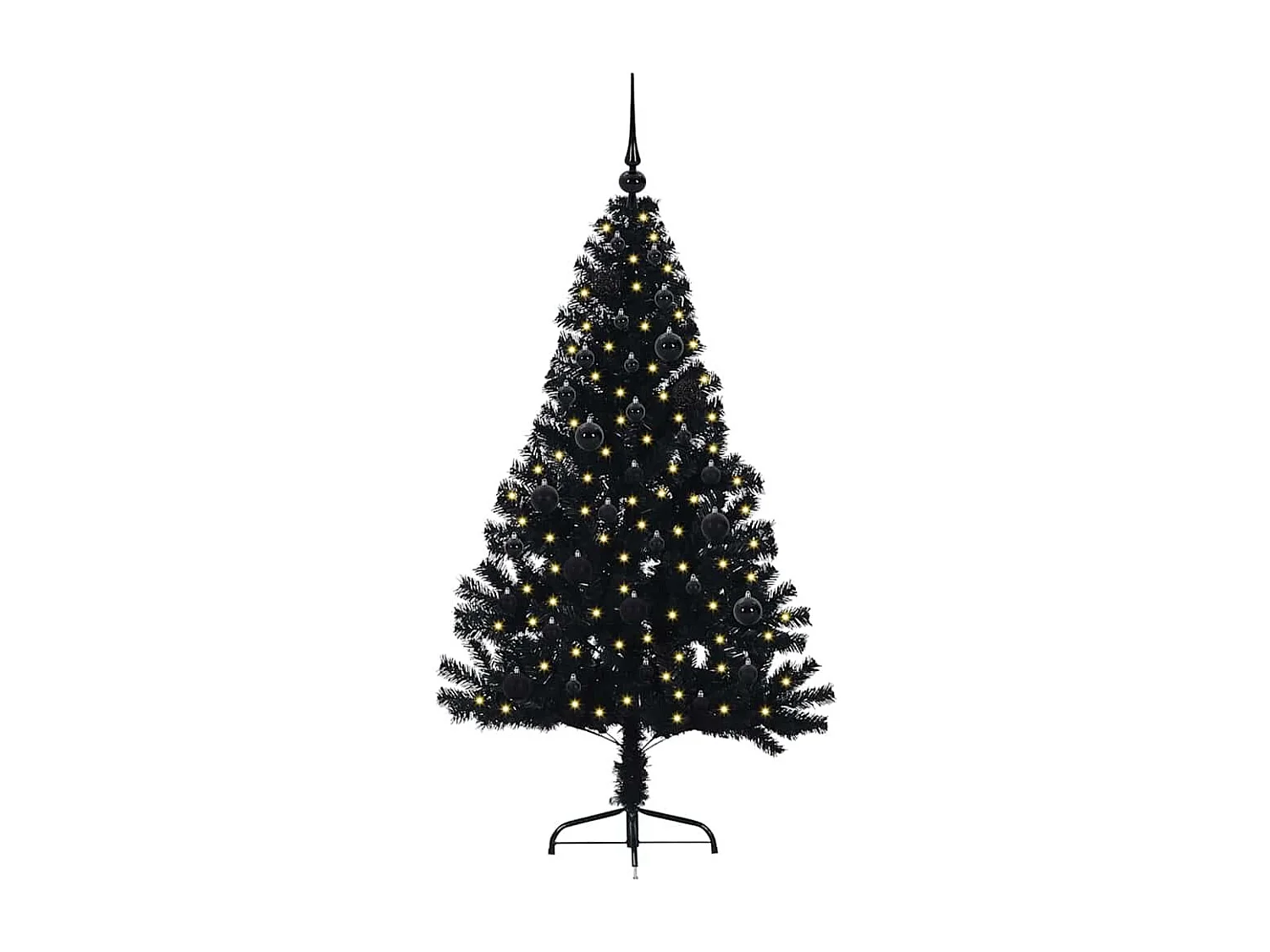 Sapin de Noël artificiel pré-éclairé Noir 150 cm PVC