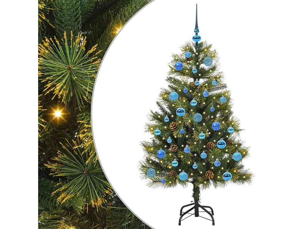 Sapin de Noël artificiel avec branches pliables et cônes 150 cm