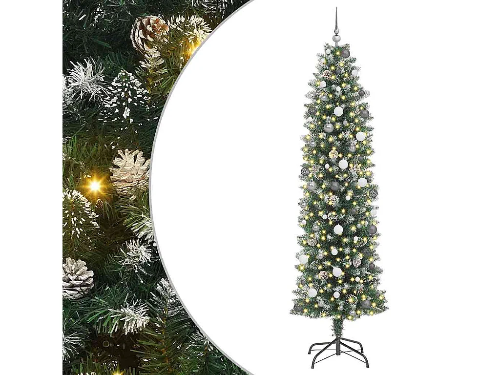 Albero di Natale artificiale sottile con 300 LED Verde 240 cm