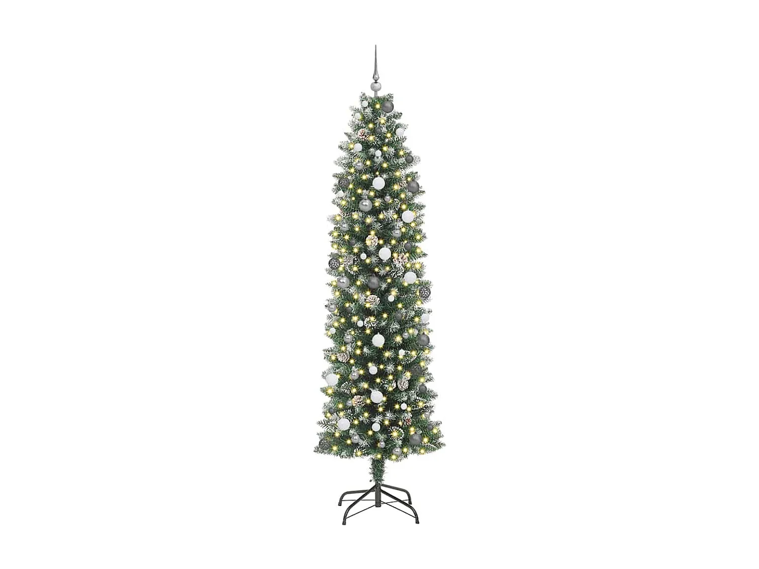 Albero di Natale artificiale sottile con 300 LED Verde 240 cm