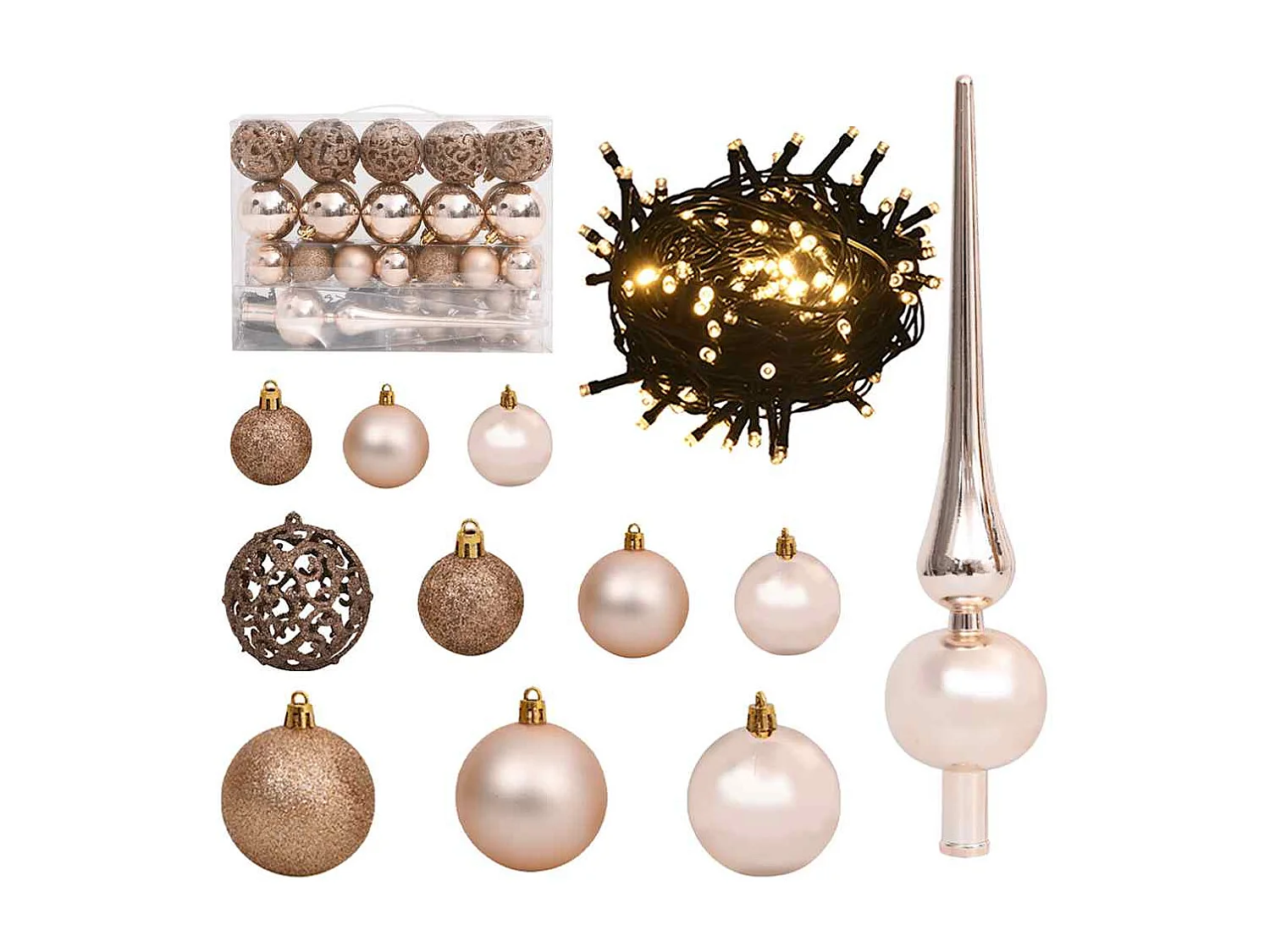 Albero di Natale artificiale articolato da 120 cm con 150 LED e palline