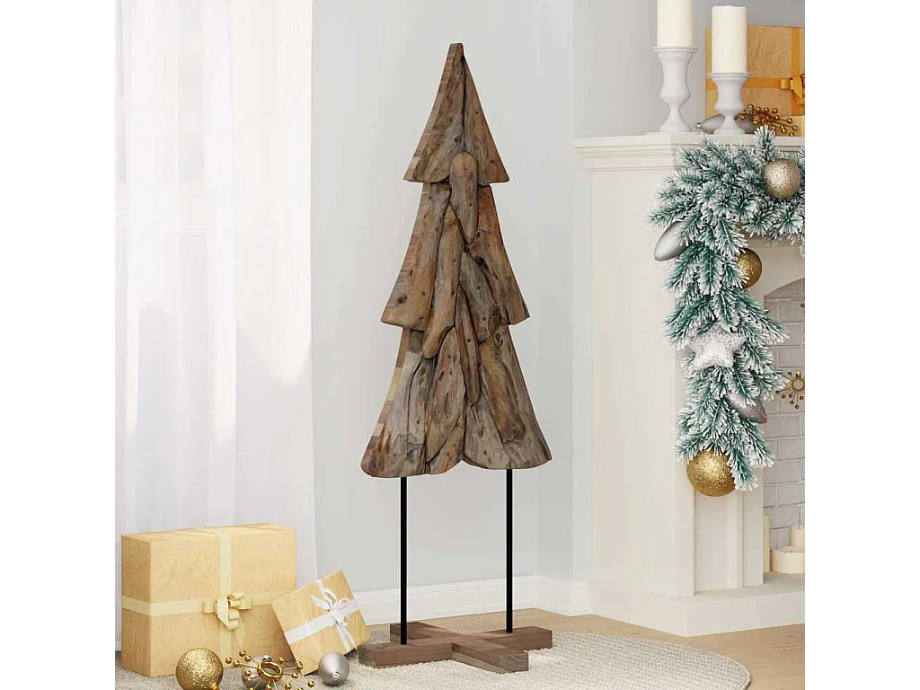 Weihnachtsbaum mit Ständer Braun 120 cm Massivholz Teak