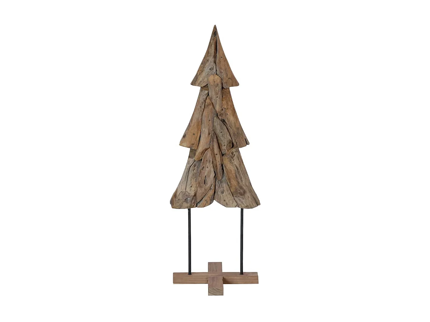 Sapin de Noël avec support Marron 120 cm Bois de teck solide
