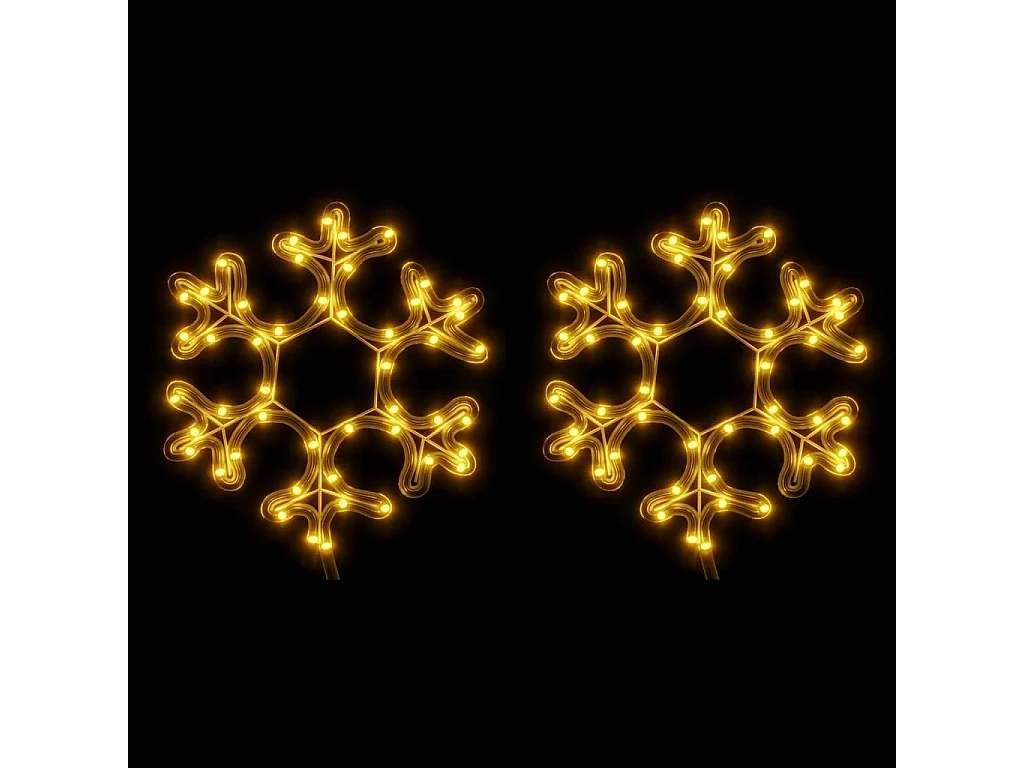 Flocon de neige de Noël avec LED 2 pcs Blanc chaud 27x27 cm