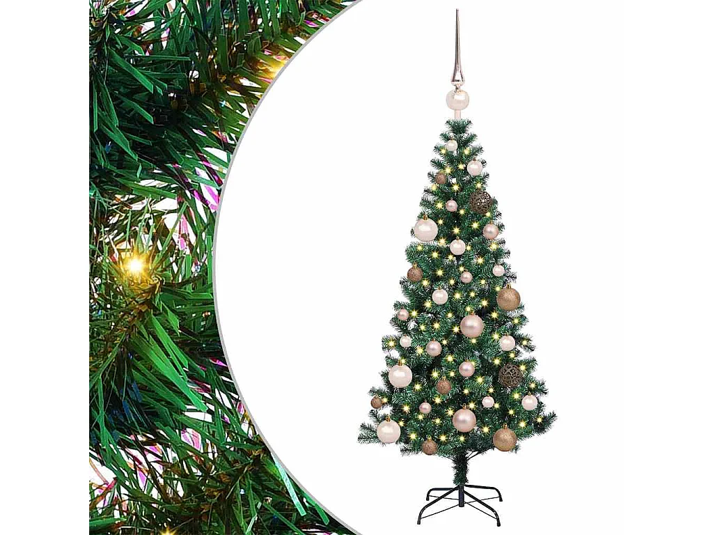 Albero di Natale artificiale preilluminato verde 120 cm PVC e metallo