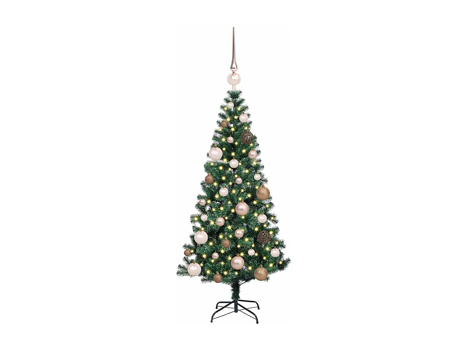 Albero di Natale artificiale preilluminato verde 120 cm PVC e metallo