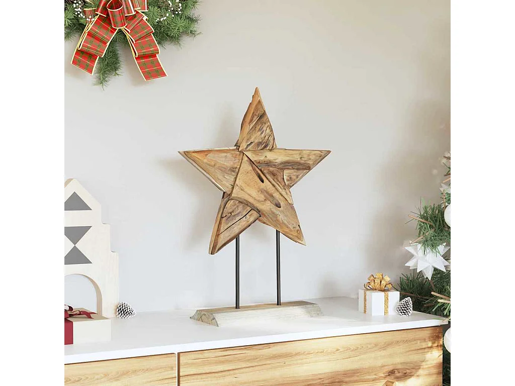 Étoile de Noël Marron 45 x 5 x 60 cm Bois de teck massif