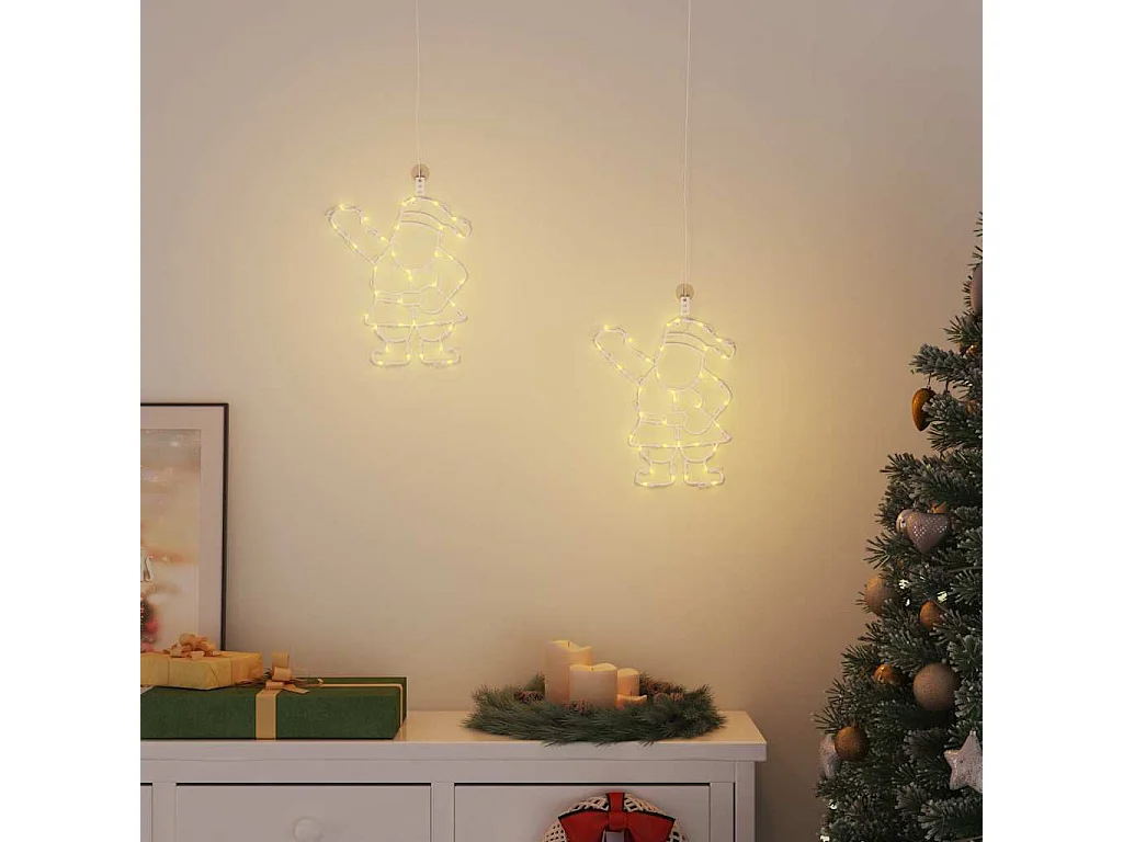 Kerstverlichting met silhouet van de Kerstman, 2 stuks, 35 LED's