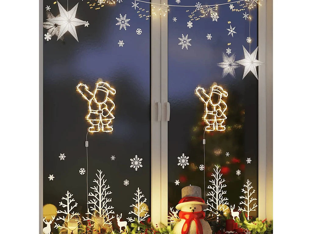 Kerstverlichting met silhouet van de Kerstman, 2 stuks, 35 LED's