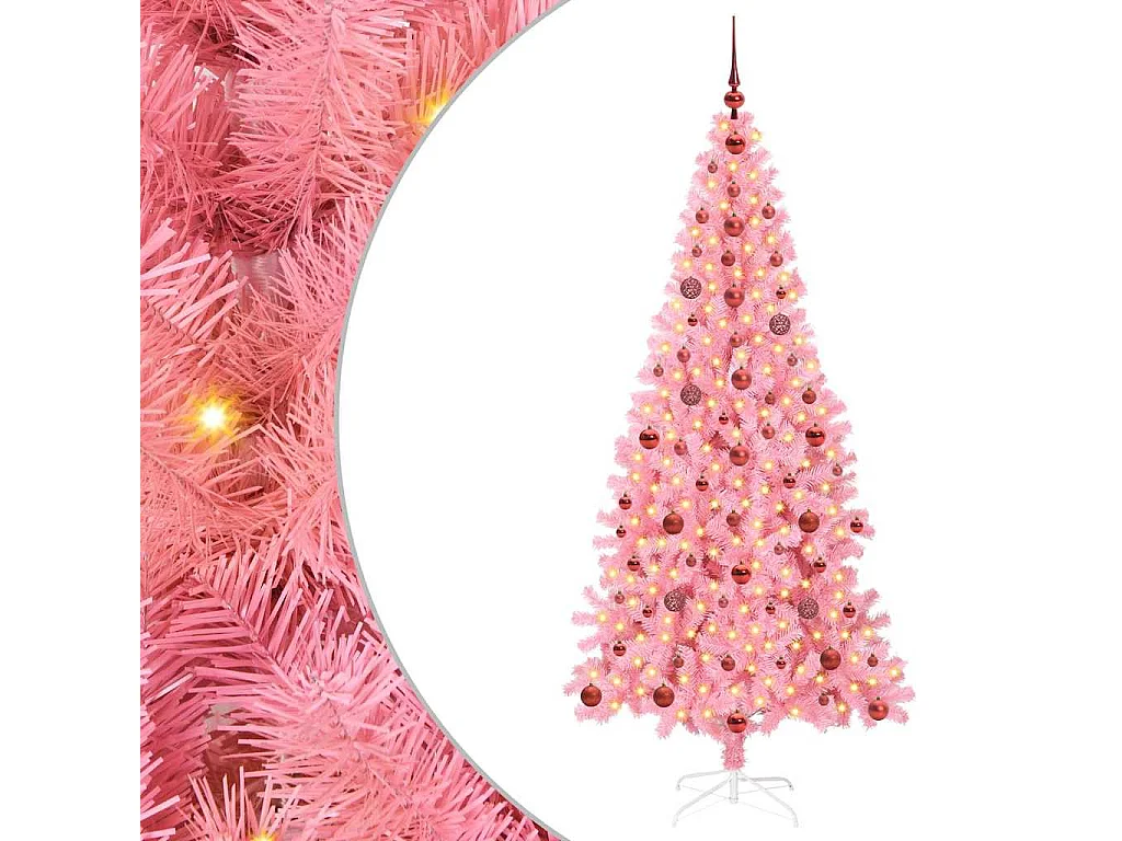 Kerstboom met 300 LED's met standaard Roze 210 cm PVC