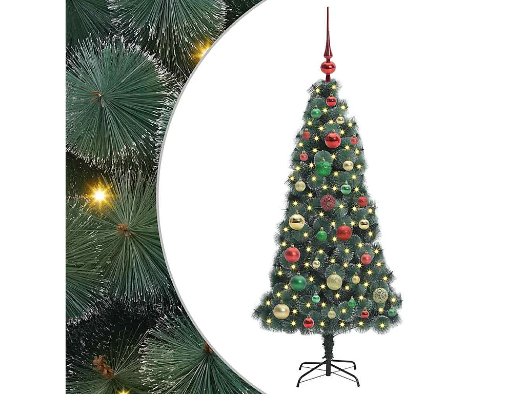 Albero di Natale artificiale preilluminato con set di palline
