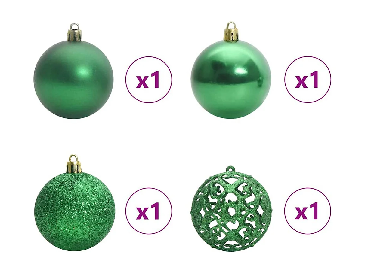 Albero di Natale artificiale preilluminato con set di palline