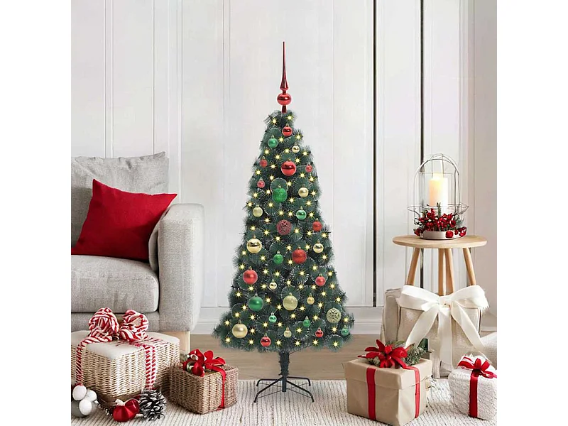 Albero di Natale artificiale preilluminato con set di palline