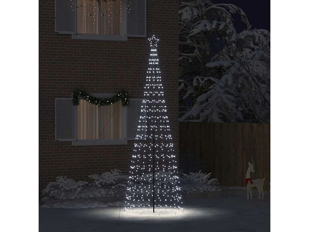 Arbre de Noël LED avec piquets au sol Blanc froid 400 cm Fer