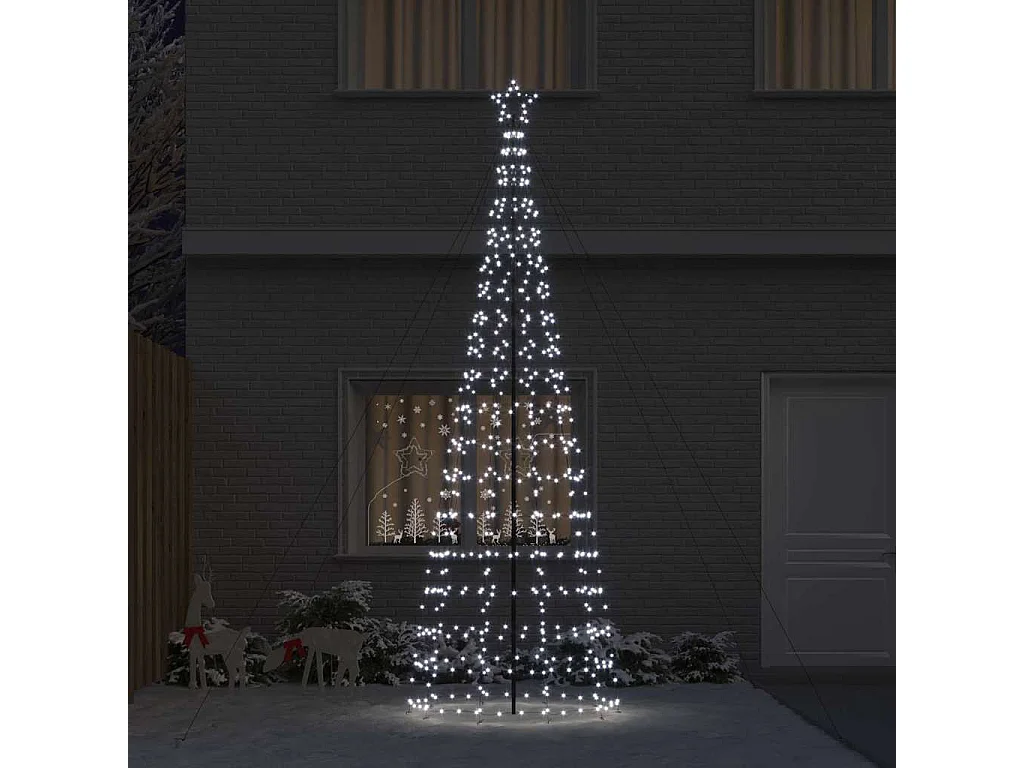 Albero di Natale a LED con picchetti da terra Bianco freddo 400 cm Ferro
