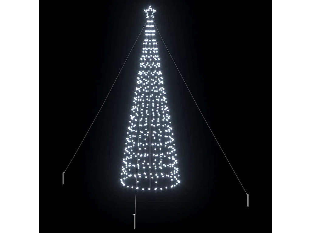 Albero di Natale a LED con picchetti da terra Bianco freddo 400 cm Ferro