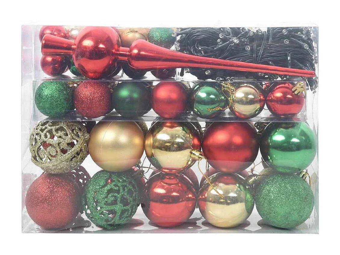 Ensemble de Boules de Noël 61 pcs Multicolore Plastique