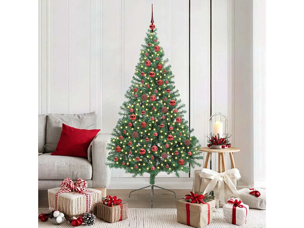 Albero di Natale artificiale preilluminato verde 180 cm in PVC