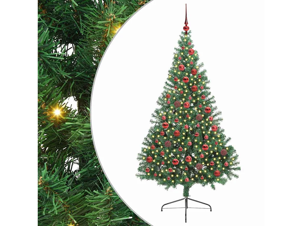 Albero di Natale artificiale preilluminato verde 180 cm in PVC