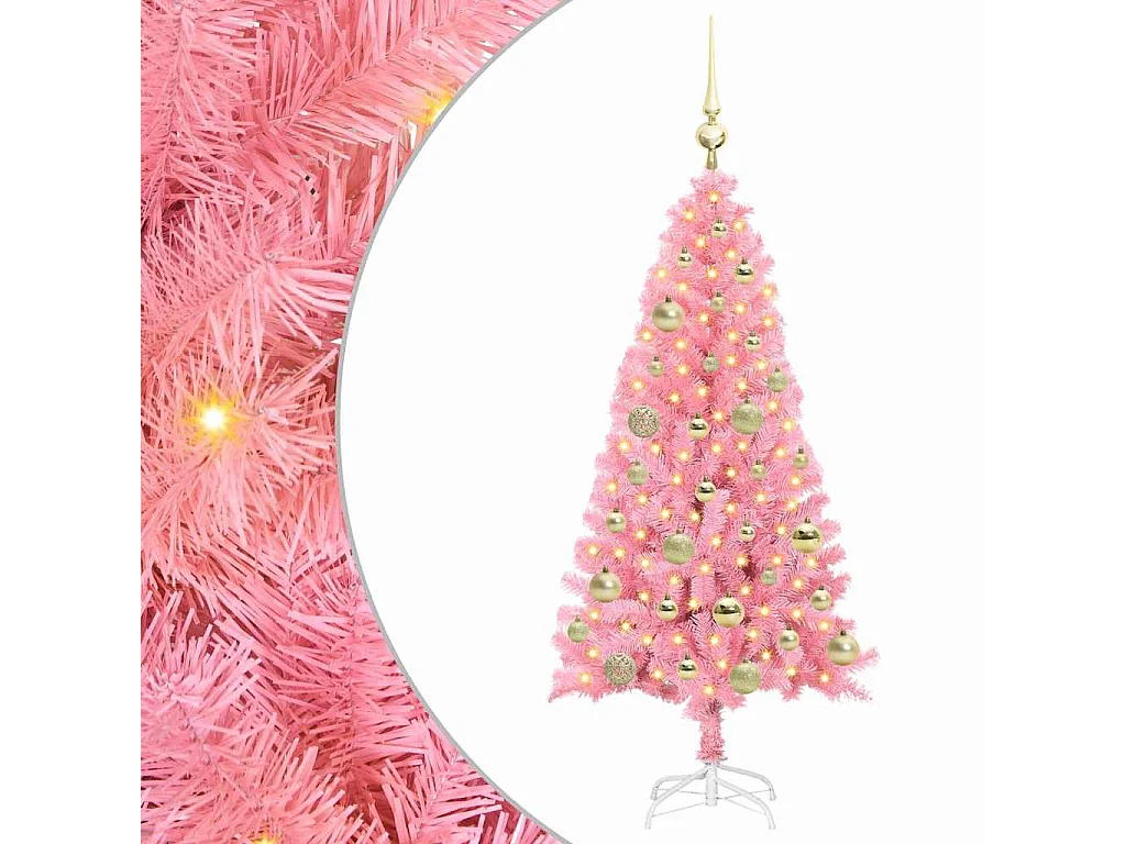 Weihnachtsbaum mit 150 LEDs mit Ständer Pink 120 cm PVC