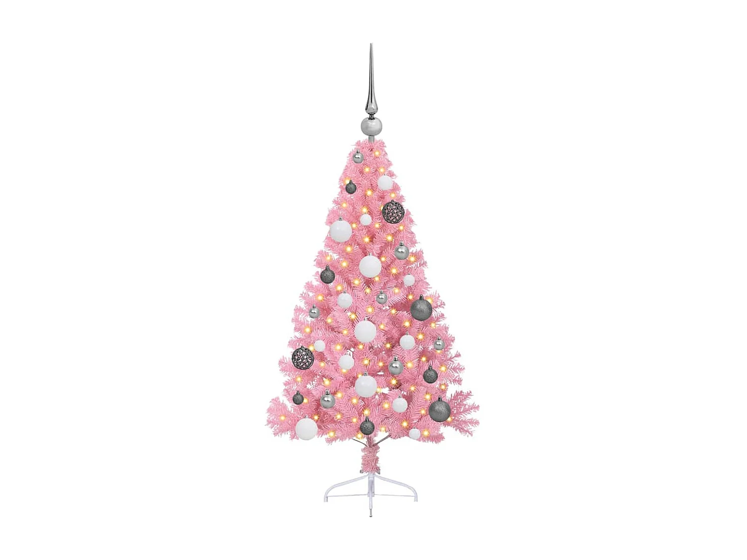 Künstlicher Weihnachtsbaum mit Beleuchtung, Rosa, 120 cm, PVC