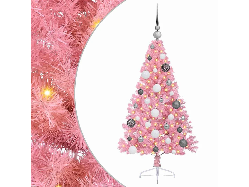 Sapin de Noël artificiel pré-éclairé Rose 120 cm PVC
