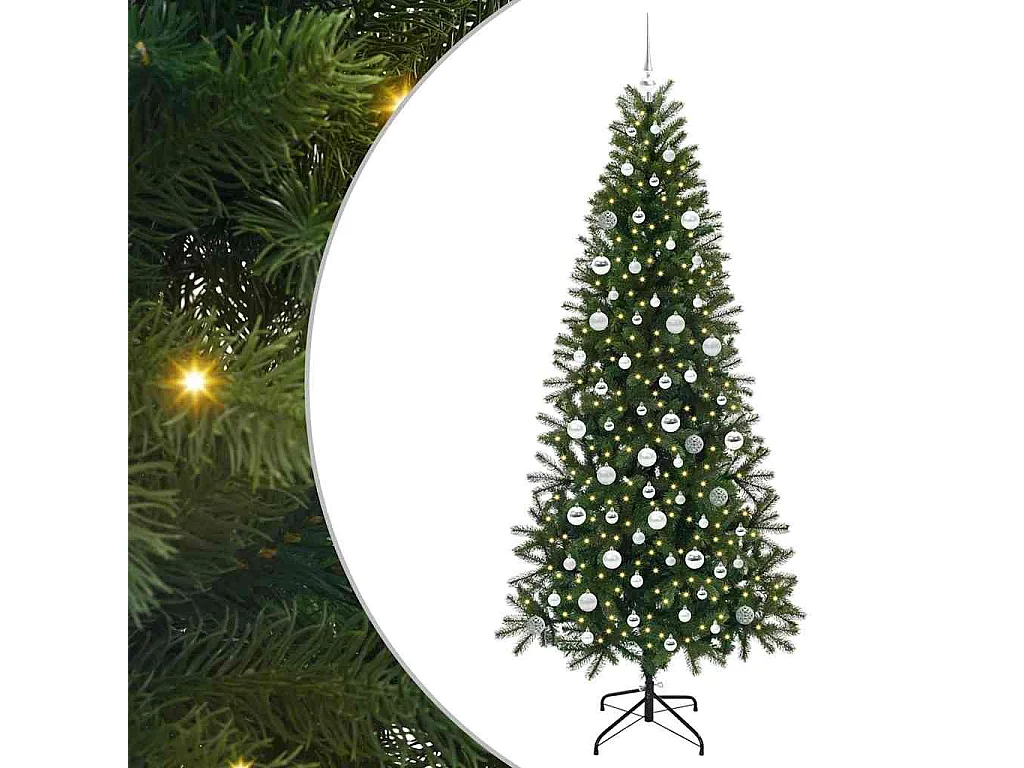 Albero di Natale artificiale con 300 LED Verde 210 cm PE e PVC