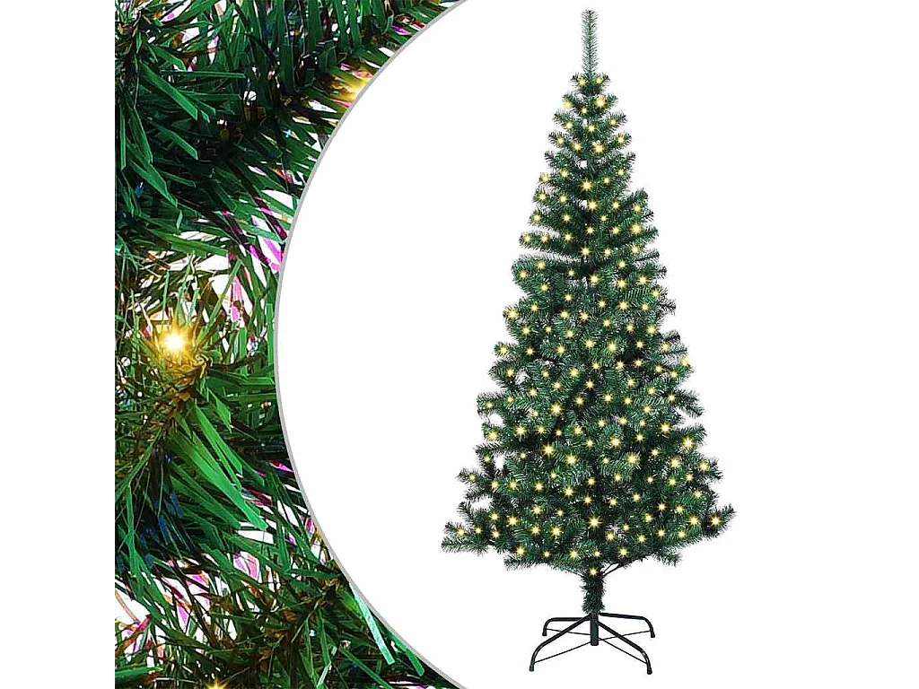 Sapin de Noël artificiel pré-éclairé Vert 210 cm PVC et métal