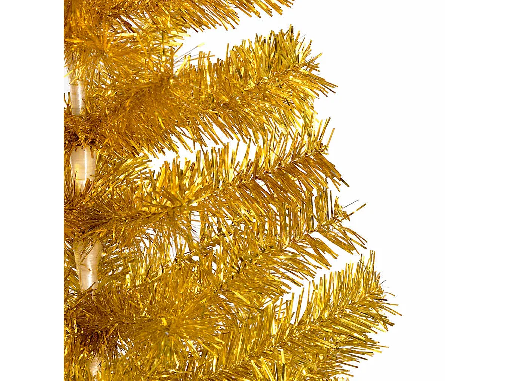 Beleuchteter künstlicher Weihnachtsbaum mit goldenen Kugeln 150 cm PET