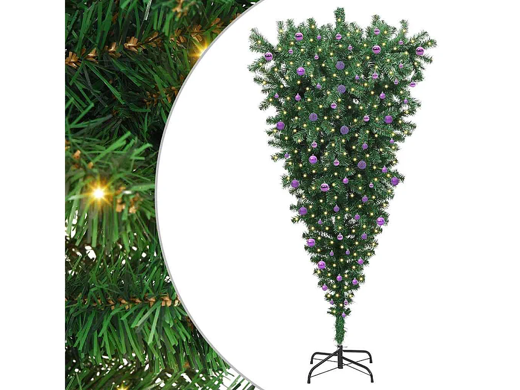 Arbre de Noël artificiel pré-éclairé à l'envers avec ensemble de boules