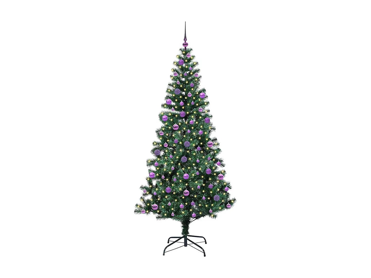 Albero di Natale artificiale preilluminato verde 210 cm PVC e metallo