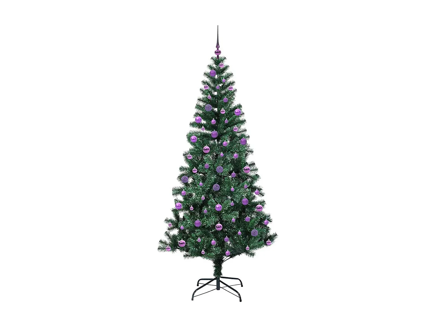 Albero di Natale artificiale preilluminato verde 210 cm PVC e metallo
