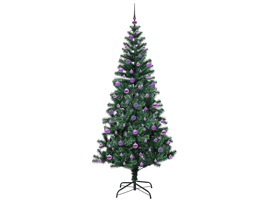 Albero di Natale artificiale preilluminato verde 210 cm PVC e metallo