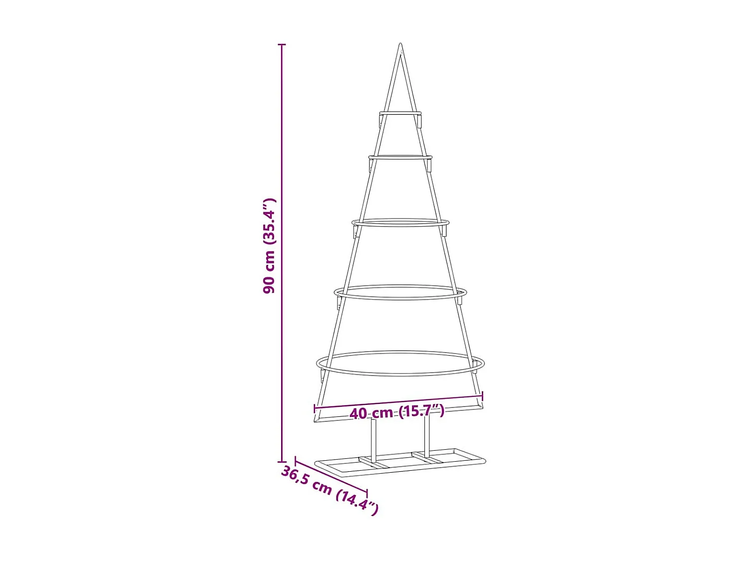 Arbre de Noël en métal Doré 90 cm Acier peint par poudre