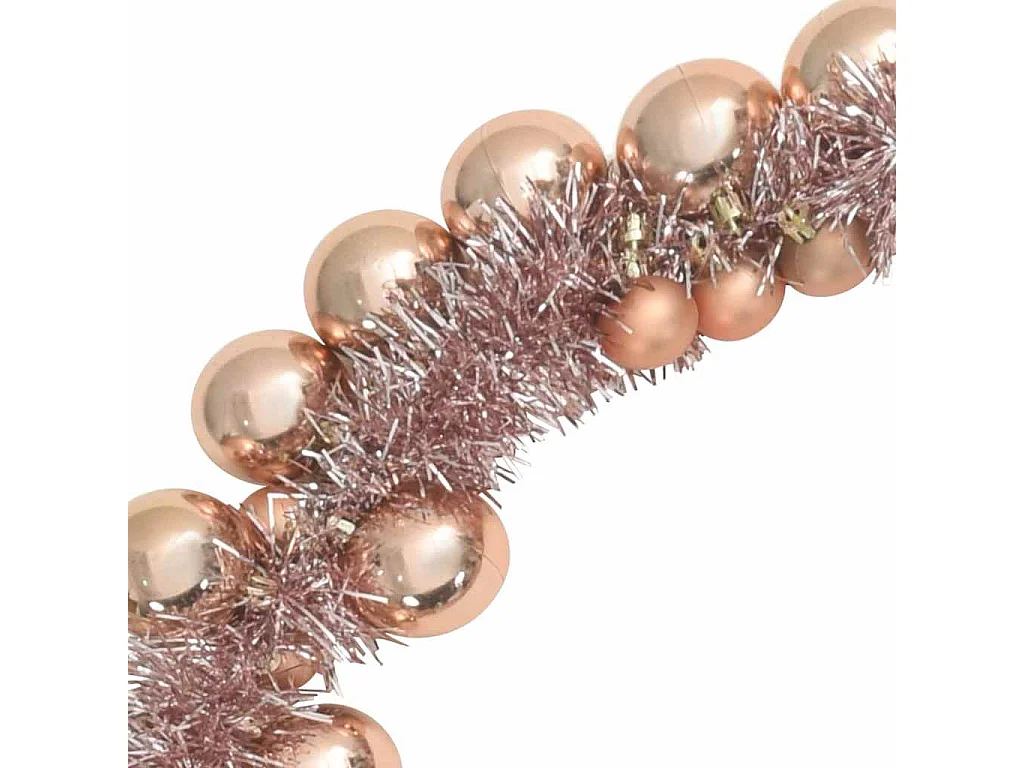 Roségoldene Weihnachtskugelgirlande 186 cm aus Polystyrol